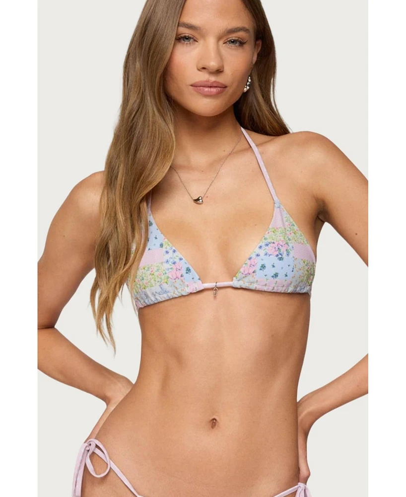 Edikted Women's Patchwork Triangle Bikini Top
