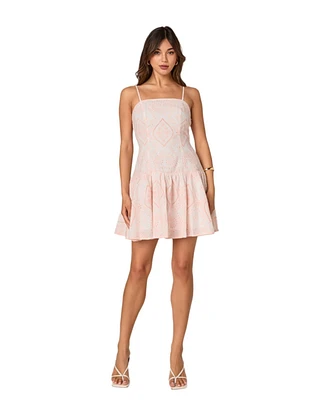 endless rose Women's Eyelet Drop Waist Mini Dress