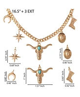 Jessica Simpson Western Charm Necklace in Gold-Tone with Turquoise Accent