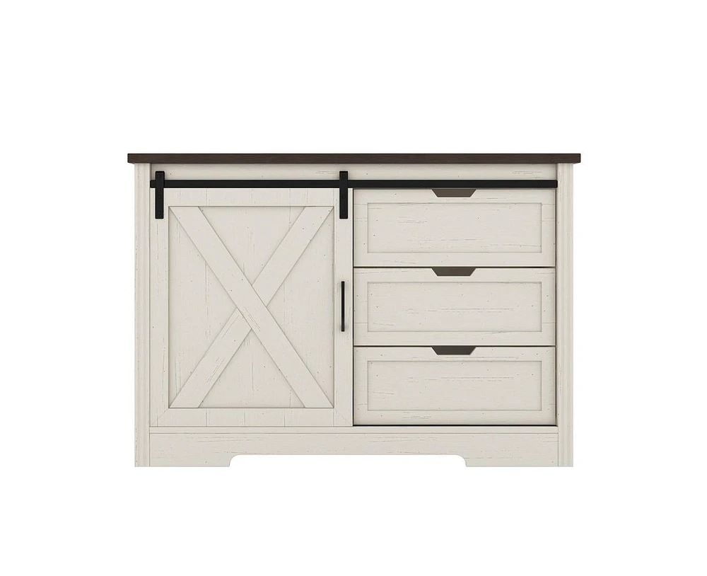 Casainc Storage Kitchen Cabinet with Silent Sliding Doors and Three Drawers