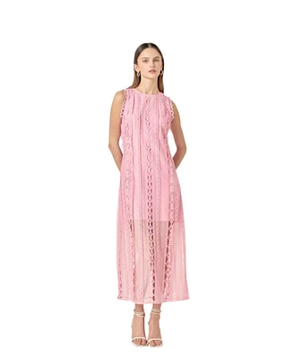 endless rose Women's Lace Tiered Midi Dress