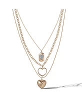Jessica Simpson Gold-Tone Multi-Charm Heart Layered Necklace Set