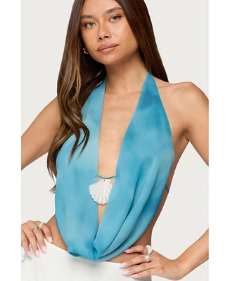 Edikted Women's Seabound Cowl Neck Backless Halter Top