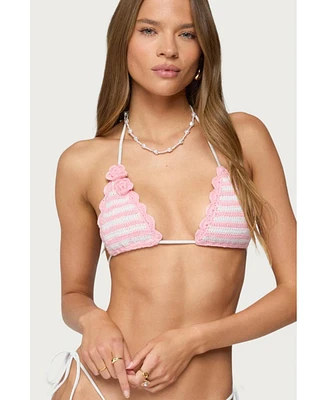 Edikted Women's Azalea Crochet Triangle Bikini Top