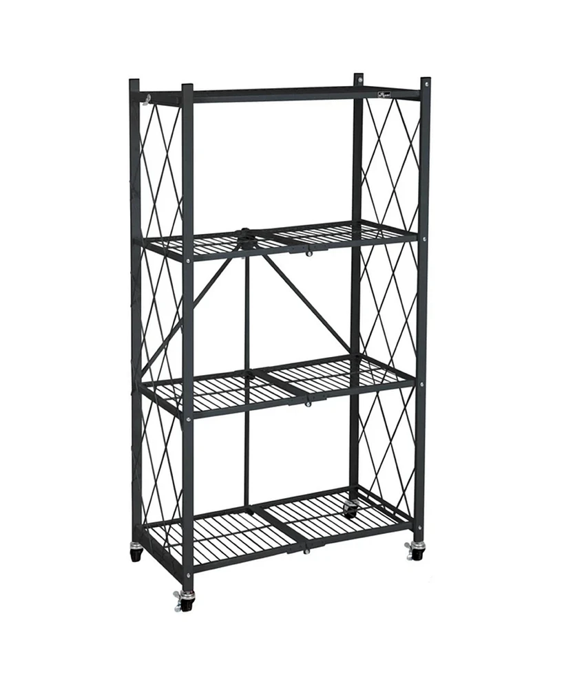 Origami 4 Tier Folding Shelf Garage Shelves Heavy Duty Shelving with Wheels