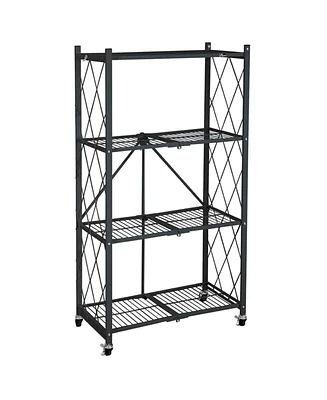 Origami 4 Tier Folding Shelf Garage Shelves Heavy Duty Shelving with Wheels