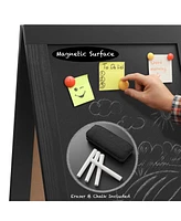 Casafield 40" x 20" A Frame Chalkboard Sign, Rustic Brown Double-Sided Magnetic Wooden Menu Board for Cafes, Sandwich Shops, Sidewalks, and