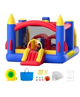 Family Backyard Inflatable Bounce House with Slide Blower and Storage Bag for Kids