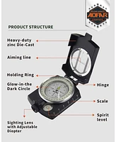 Aofar Military Compass,Af-4580 Lensatic Sighting, Waterproof and Shakeproof with Map Measurer Distance Calculator, Pouch for Camping