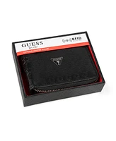 Guess Men's Rfid G Cube Emboss Zip Around Wallet with Coin Pocket