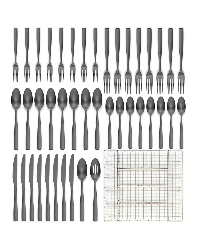 Ornative Kaede 42-Pc. Flatware Set with Wire Caddy, Service for 8