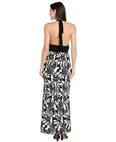 R & M Richards Women's Printed Halter Maxi Dress
