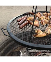Sunnydaze Decor Outdoor Camping or Backyard Heavy-Duty Steel Round X-Marks Fire Pit Cooking Grilling Grate