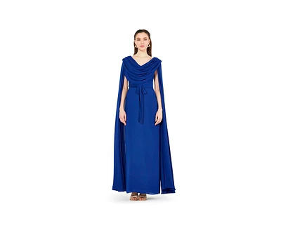 Amri Women's Cowl Neck Flare Sleeved A-line Gown