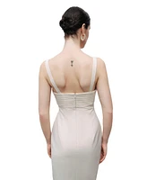 Nocturne Women's Linen Brode Detailed Sweetheart Maxi Dress