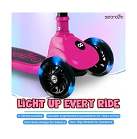 3-Wheel Foldable Kids Scooter - Child Toy Scooter with Built-in Led Wheel Lights, Foldable Seat (Pink)