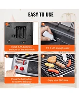 Slickblue 19 Piece Kids Bbq Grill Playset with Smoke Sound and Light Pretend Cooking Toy