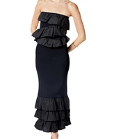 endless rose Women's Mixed Media Strapless Fitted Maxi Dress