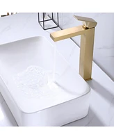 Greenspring Single Hole Handle Bathroom Vessel Sink Faucet With Supply Hose Brushed Gold