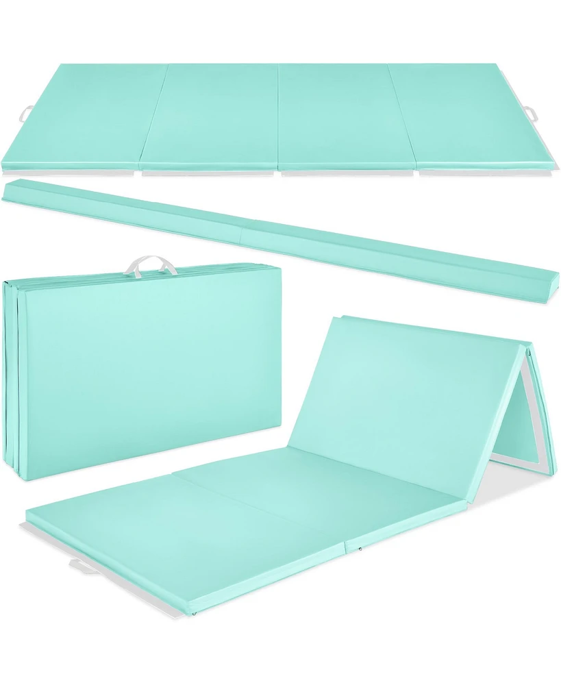 Best Choice Products 10ftx4ftx2in Folding Gym Mat 4-Panel w/ Carrying Handles & Balance Beam