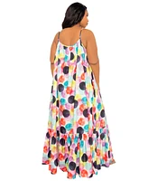 Buxom Couture Women's Plus Size Polka Dot Voluminous Maxi Dress