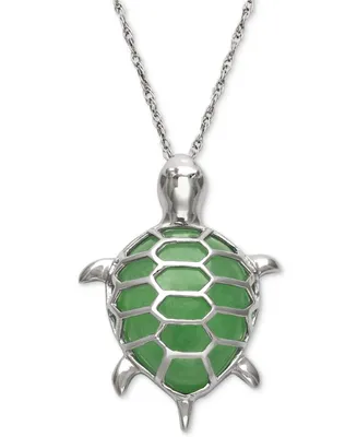 Dyed Jade Turtle Pendant Necklace in Sterling Silver