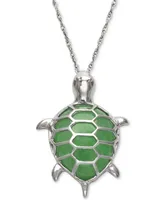 Dyed Jade Turtle Pendant Necklace in Sterling Silver