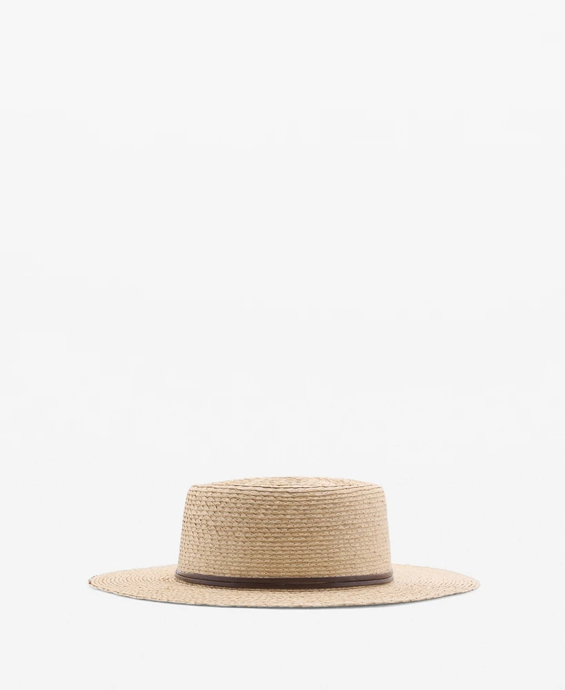 Mango Women's Contrasting Ribbon Natural Fiber Hat