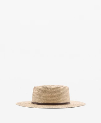 Mango Women's Contrasting Ribbon Natural Fiber Hat