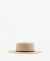 Mango Women's Contrasting Ribbon Natural Fiber Hat