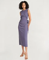 Luxely Women's Crepe Sleeveless Midi Sheath Dress