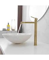 Greenspring Single Hole Handle Bathroom Vessel Sink Faucet With Supply Hose Black Gold