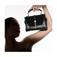 Women's The Aurest Suede-Block Hand Bag - Onyx Black