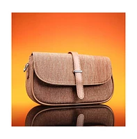 Women's The Ribbed-Structured Sling Bag With Pouch - Peanut Brown