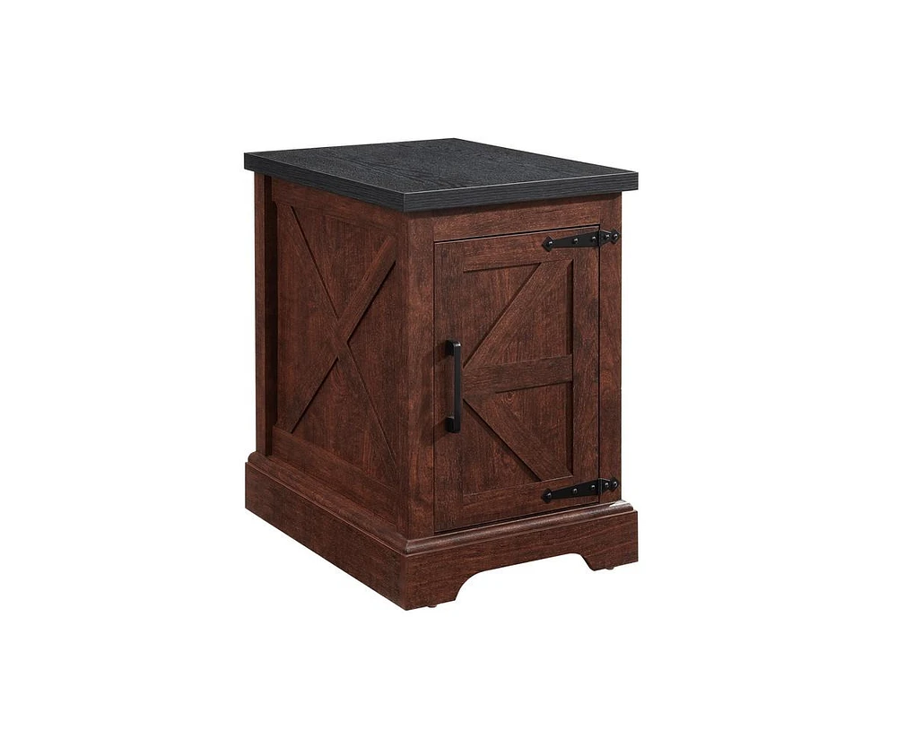 Casainc Rectangular Farmhouse Cabinet Table with Barn Door and Adjustable Storage Shelf
