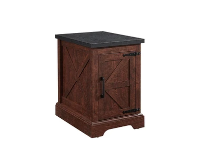 Casainc Rectangular Farmhouse Cabinet Table with Barn Door and Adjustable Storage Shelf