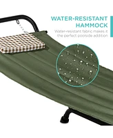 Best Choice Products Outdoor Patio Hammock Bed with Stand, Pillow, Storage Pockets, 500LB Weight Capacity