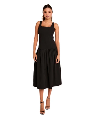 endless rose Women's Drop Waist Peplum Midi Dress
