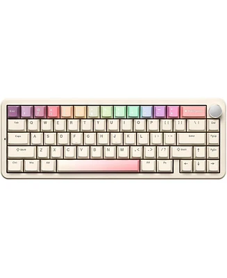 Yunzii B68 Wireless Mechanical Keyboard,Tri-Mode BT5.0/2.4GHz/Usb-c,Cute Pbt Keycaps,Hot Swappable Creamy Typing Gasket (Cocoa Cream V2 Switch)