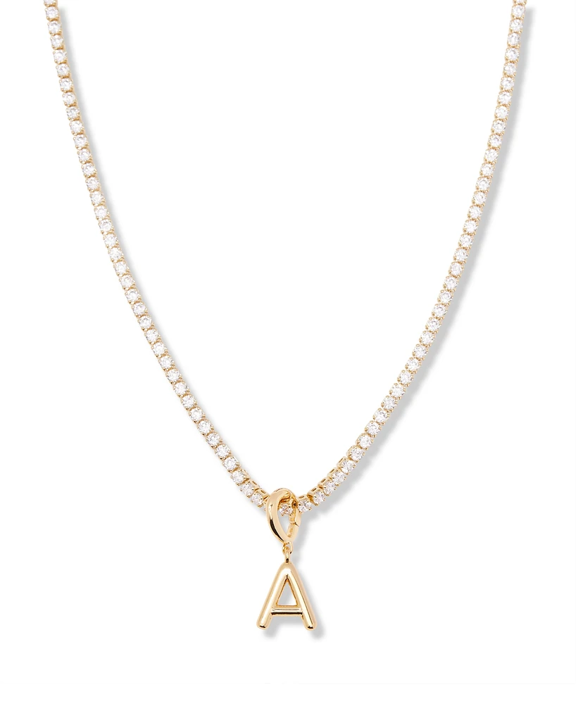 brook & york Gold Plated Isabella Mini Initial Tennis Chain Necklace