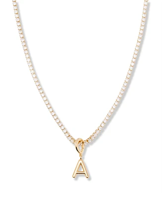 brook & york Gold Plated Isabella Mini Initial Tennis Chain Necklace
