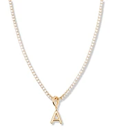 brook & york Gold Plated Isabella Mini Initial Tennis Chain Necklace
