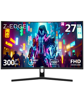 Z-edge 27 inch 1080P Full Hd 1920x1080 300Hz 1ms Curved Gaming Monitor, 16.7 Million Display Colors, FreeSync, Ultra-Slim Beze