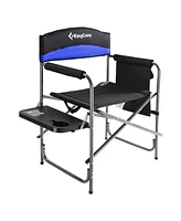 KingCamp Compact Camping Folding Chair with Side Table and Storage Pocket, Blue