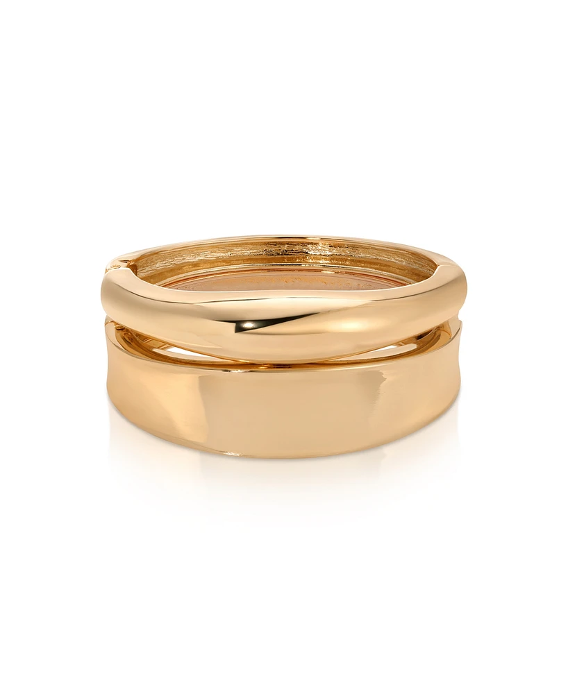 Ettika Double Golden Bangle Bracelet Set