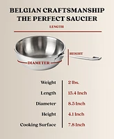 Alva Maestro 5-Ply Stainless Steel Saucier Pan, 1.6 Qt. Non-Toxic Pfas, Pfoa & Ptfe Free, Compatible with All Cooktops & Induction Safe, Stay-Cool Han