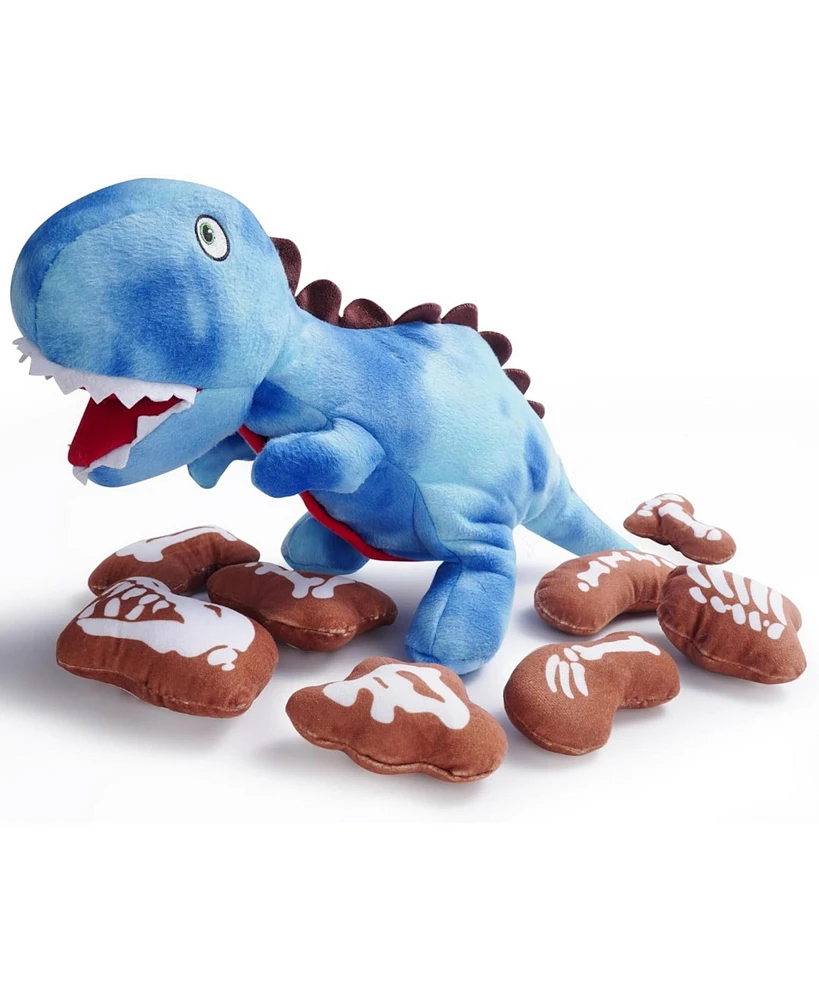 Nocciola 9 in 1 Dinosaur Plush Dog Toys, Christmas gift,Funny Stuffed Dino Puzzle Toy with 8 Fossil-Shaped Squeaky and Crinkle Toys