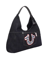 True Religion Retro Logo Denim Hobo Bag
