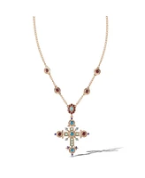 Jessica Simpson Gold-Tone Crystal Cross Pendant Necklace