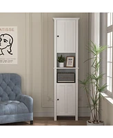 Casainc Bathroom Floor Storage Cabinet with 2 Doors, Multi-Shelf Wooden Cabinet for Living Room & Bathroom